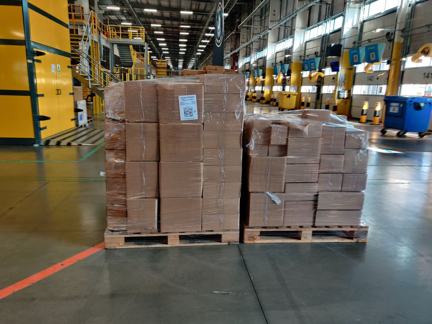 QM Transport pallets delivered to a client's fulfilment centre